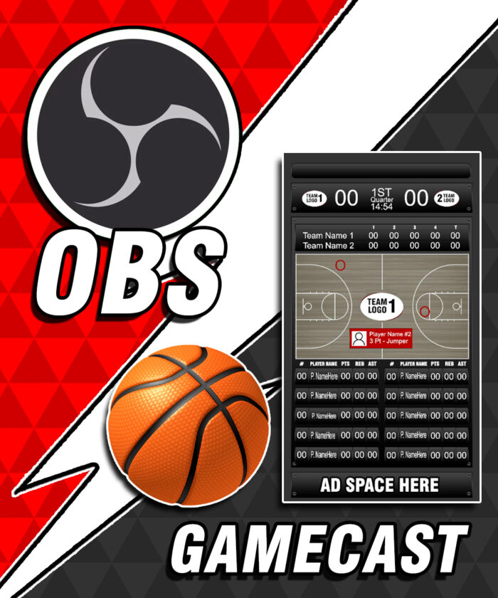Live Basketball GameCast – OBS Template – Statistician – Instant Download