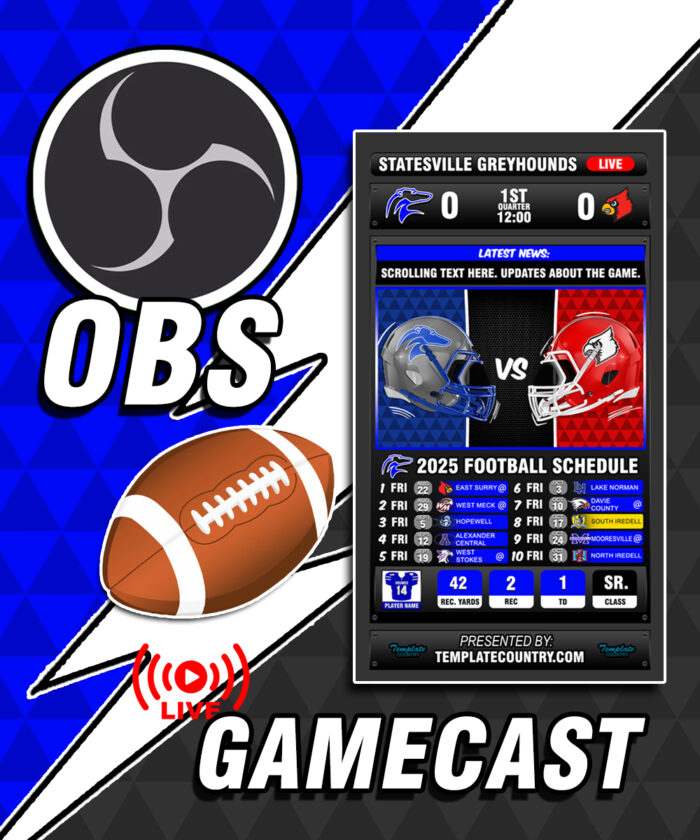 Live Football GameCast – OBS Template – Statistician