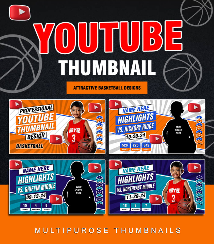 Sports Volleyball Basketball Thumbnail Template Set #1
