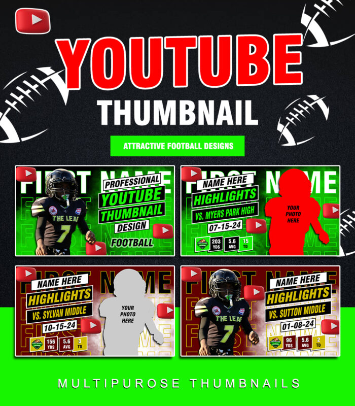Sports Volleyball Football Thumbnail Template Set #2