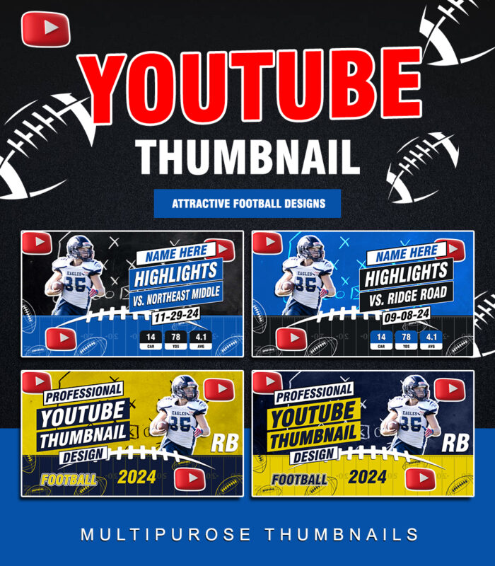 Sports Volleyball Football Thumbnail Template Set #1