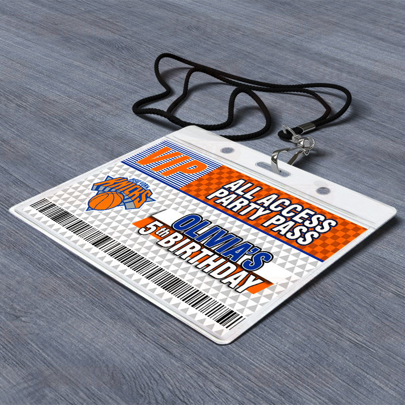New York Knicks ID Badge Sports Party Lanyard Clear Plastic Horizontal Name Tags Holders - Image 5